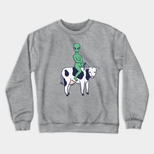 Alien Riding a Cow Crewneck Sweatshirt